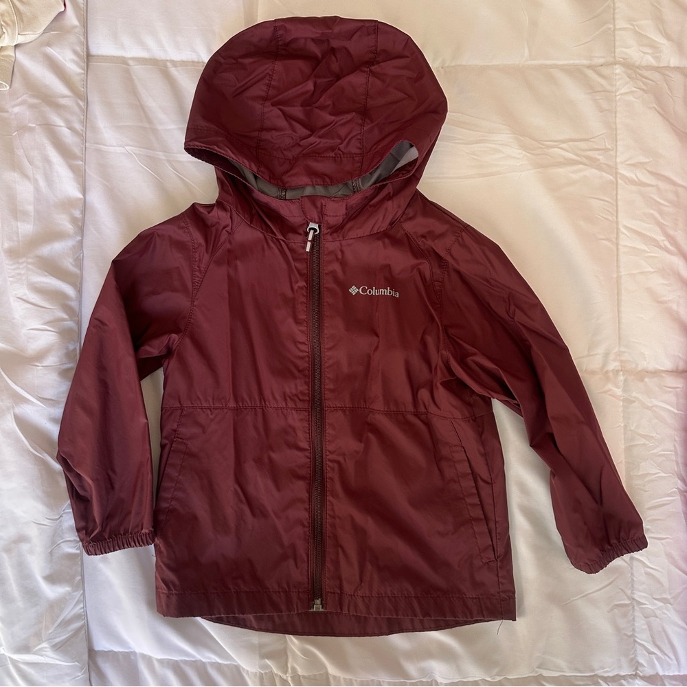 Columbia Burgundy Hooded Rain Jacket